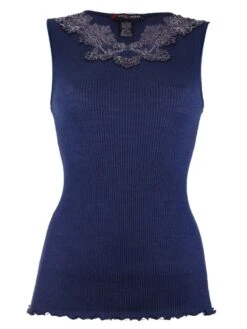 Merinowolle-Seide TOP Gerippt Von Artimaglia -Meer Bekleidung wolle seide top 20505 dunkelblau artimaglia