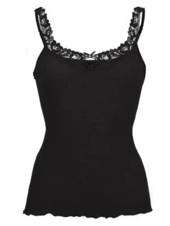 Merinowolle-Seide TRÄGER-TOP Mit Spitze Von Artimaglia -Meer Bekleidung wolle seide top 67601 schwarz artimaglia 2 1