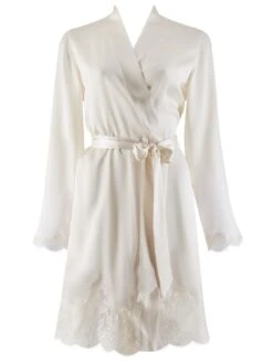 100% Seide Kimono TOI MON AMOUR Mit Spitze Von Aubade -Meer Bekleidung z kimono seide perlmut ms65 soie d amour aubade 1 3 1 1